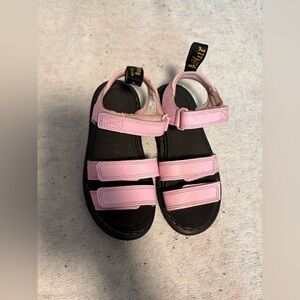 Dr. Martens Kids Pink and Black Three-Strap Sandals